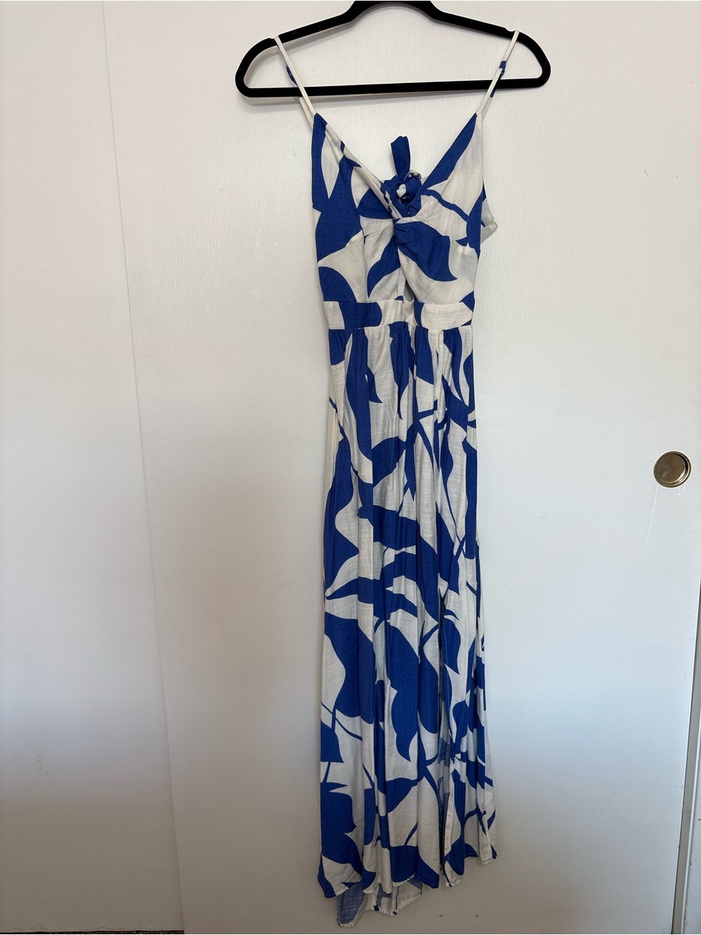 Cupshe Royal Blue and White Maxi Dress with Side Slit - Picture 6 of 13